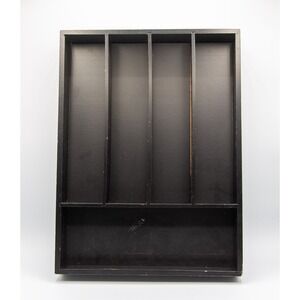 Brookstone Black Wood Drawer Organizer 5 Compartment Cutlery Tray 14.5x10.5
